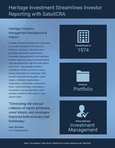 Heritage Investment Streamlines Investor Reporting