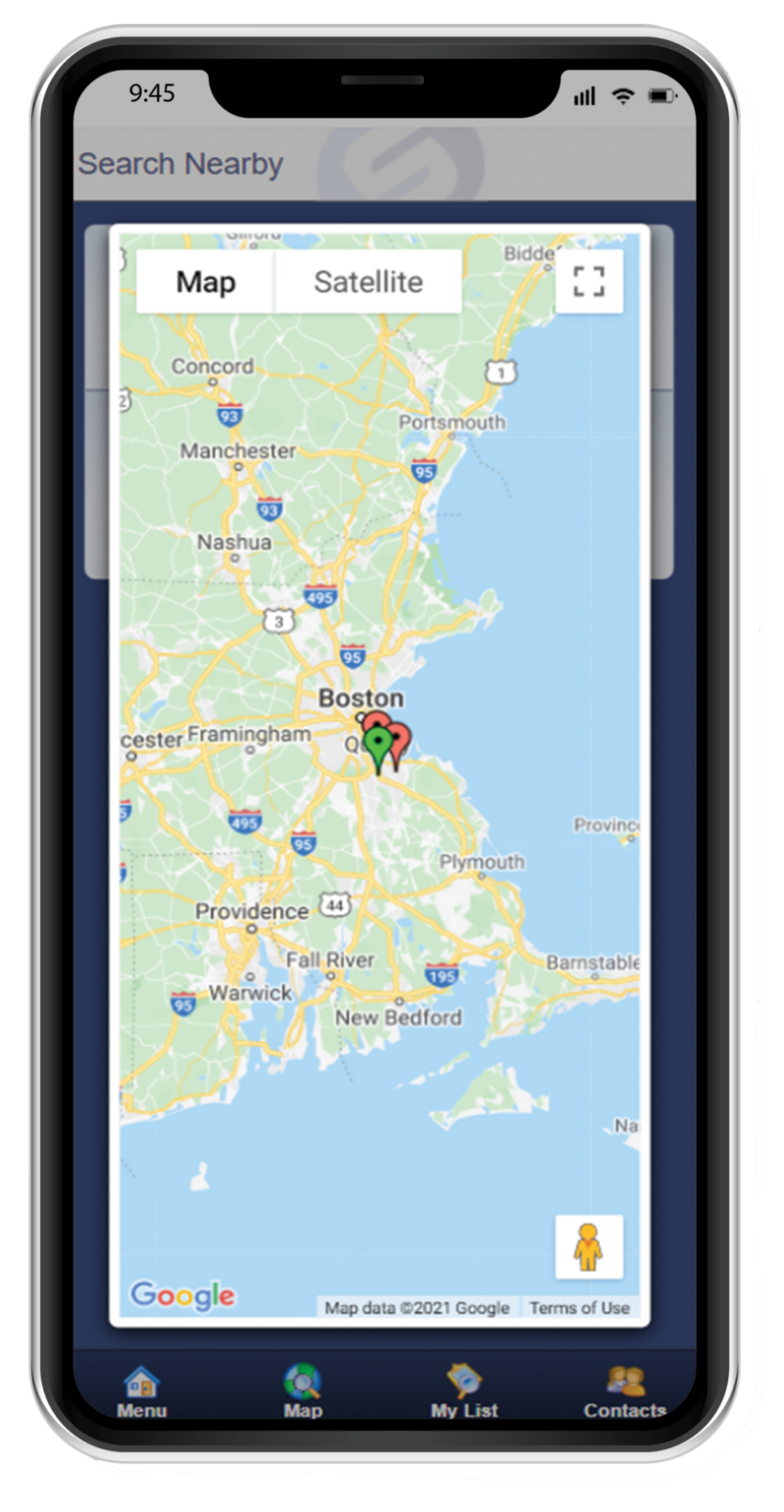 Mobile CRM app mapping and navigation