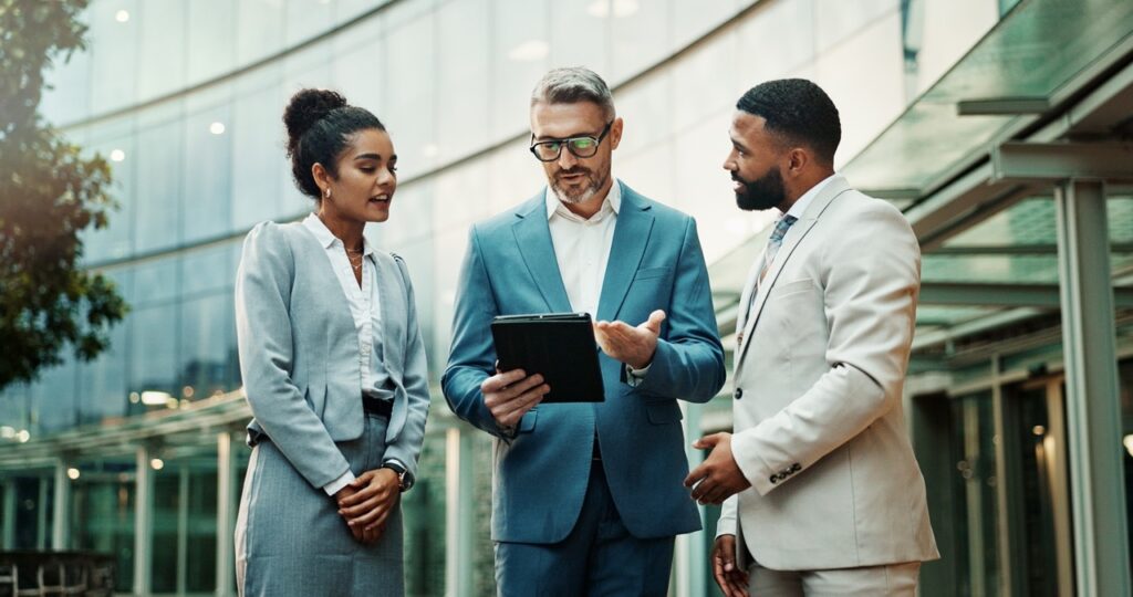 IR professional presenting a business case for an investment CRM upgrade to firm leadership